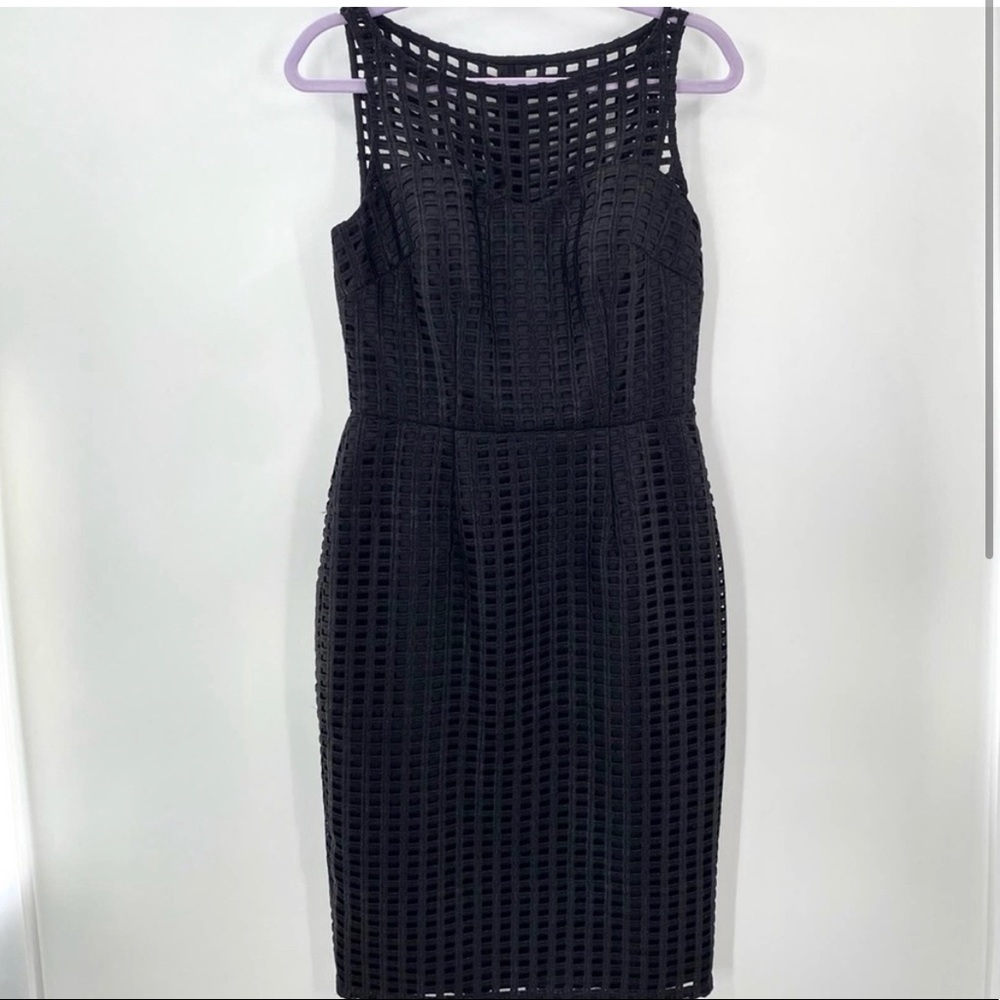 Adrianna Papell Black Sleeveless Mesh Dress